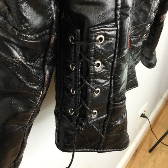 Vintage Buffalo Leather Eagle Patch biker jacket - Picture 13 of 16